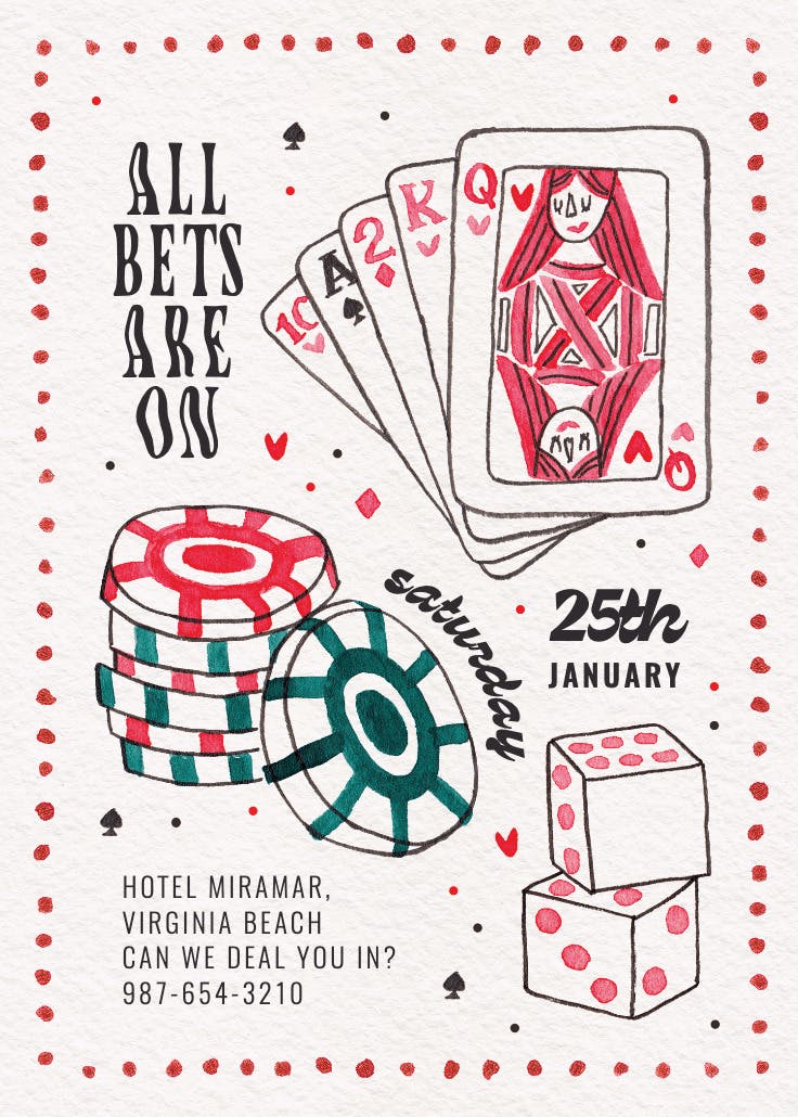 Ante up - sports & games invitation